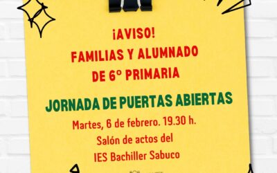Jornadas Puertas Abiertas para alumnado    de          6º Educación Primaria