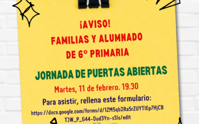 ACTUALIZACIÓN: Jornada de Puertas Abiertas para el alumnado de 6º de Primaria